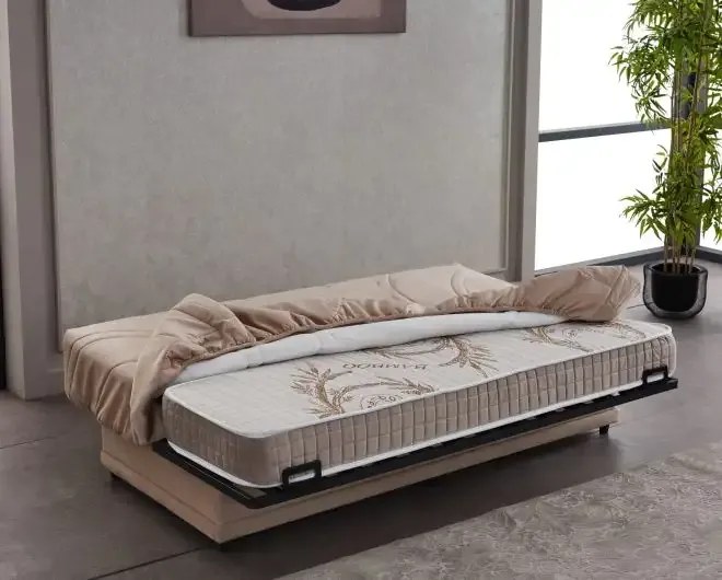 Canapea extensibila cu saltea relaxa si husa detasabila Genova, maro