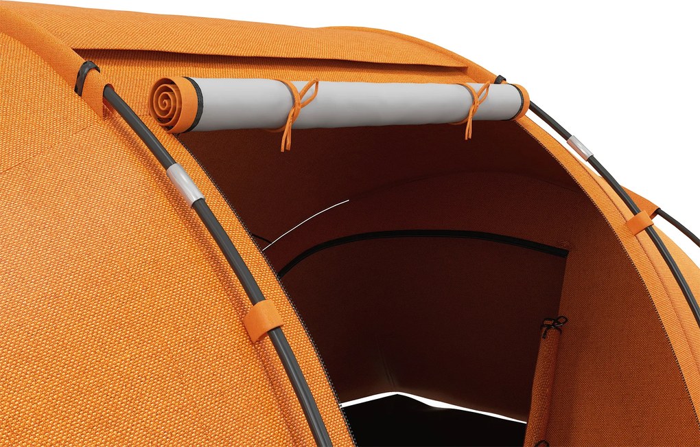 Outsunny Cort tunel pentru 4-6 persoane, cort de camping cu ușă, prelată la sol, impermeabil 2000mm, Portocaliu | Aosom Romania
