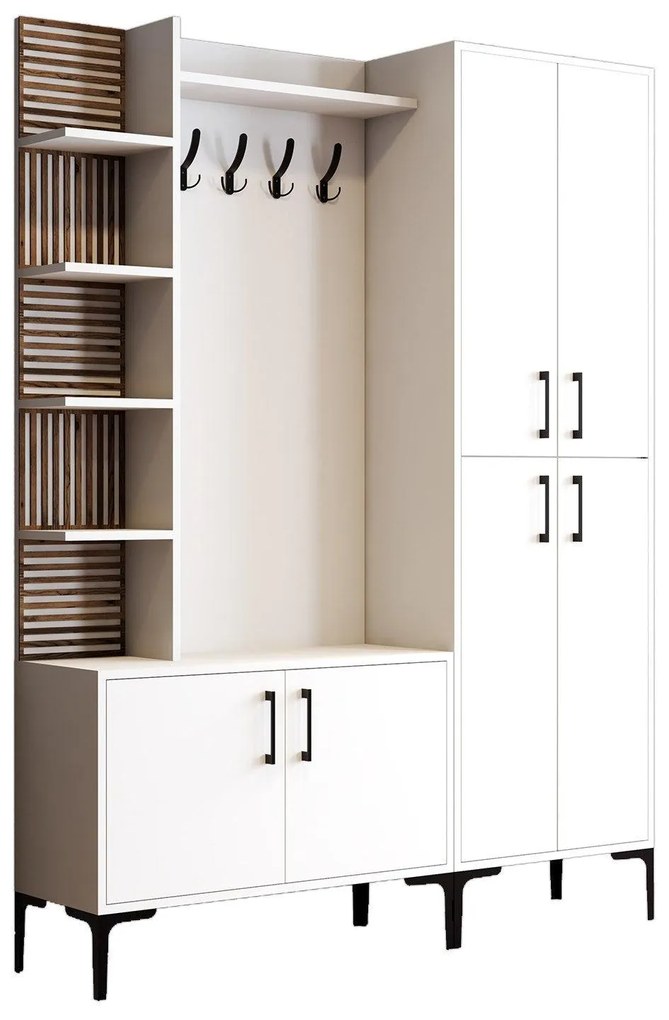 Cuier cu pantofar Casamob Hall Stand, Nuc, 150 x 200 x 35 cm