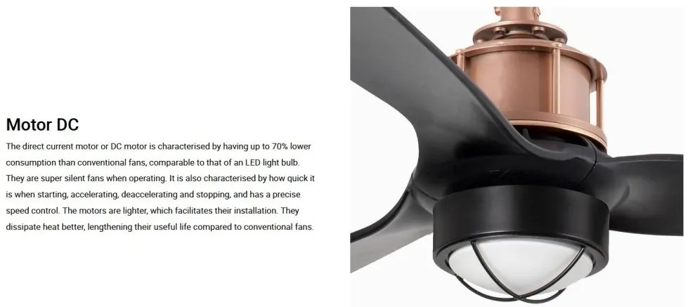 Lustra cu Ventilator si telecomanda JUST FAN M LED cupru/negru