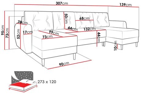 Colțar în formă de U Keklat U S (Gri + Negru) (cu sp. depozitare). Promo -17%. 1104915
