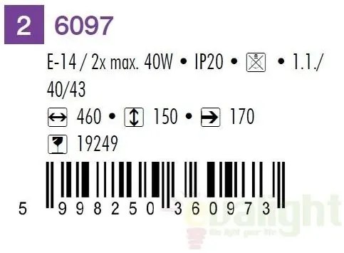 Lustra, Plafonier cu 2 spoturi, Logan 6097 RX