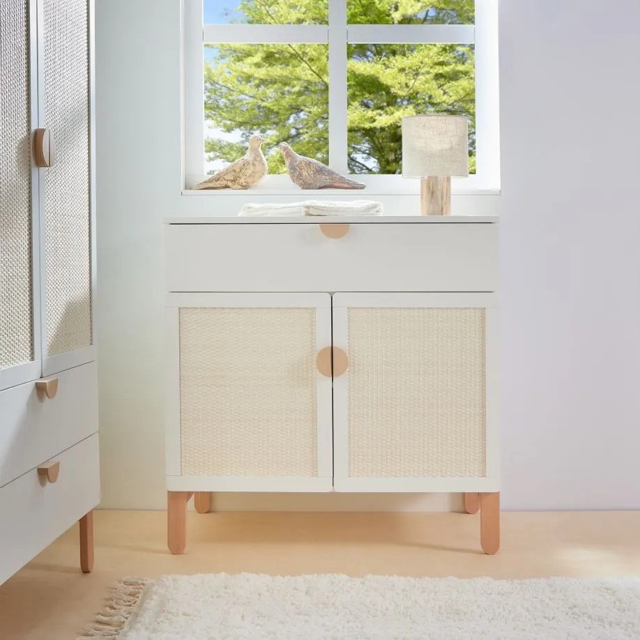 Comoda Ratata alb/fag/natur L90 cm