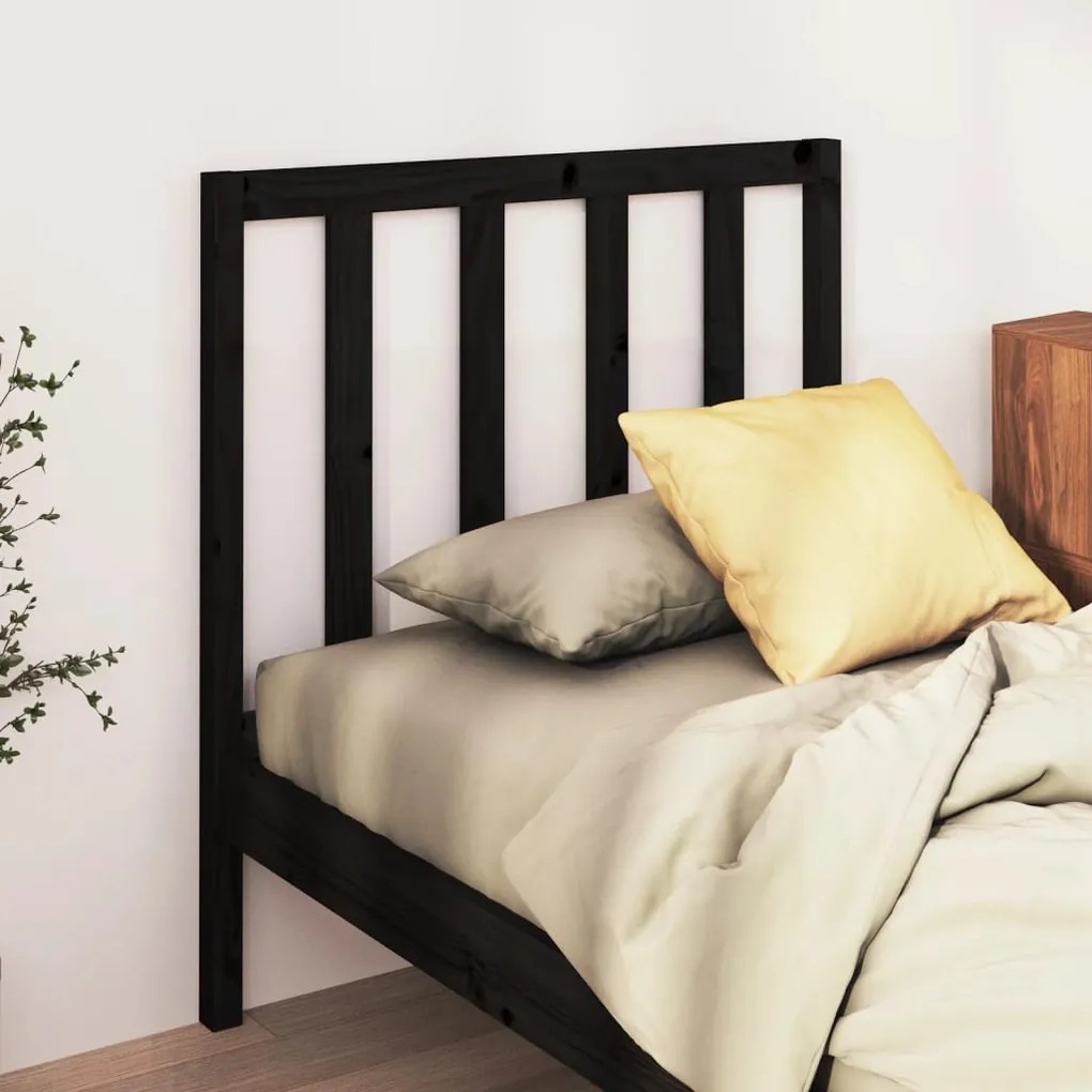 817729 vidaXL Tăblie de pat, negru, 106x4x100 cm, lemn masiv de pin