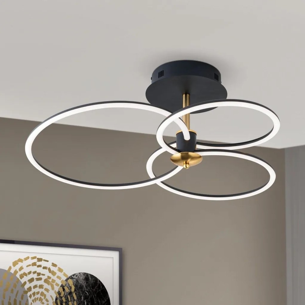Lustra LED aplicata stil minimalist CHARLOTTE negru/auriu
