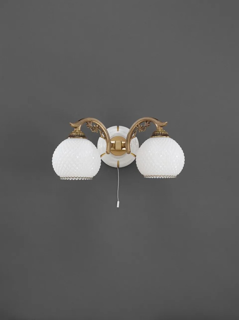 Aplica clasic design italian din alama, sticla si lemn 8605 RA-A. 8605/2