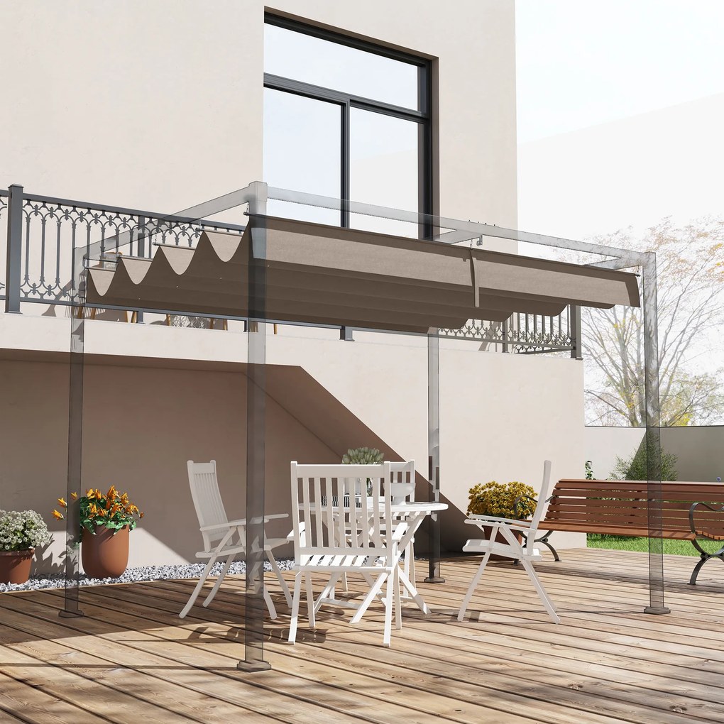 Outsunny Toit de schimb pentru pergola, pânză de înlocuire, protecție solară anti-UV pentru pergola de 3 x 2 m, culoare cafea | Aosom Romania