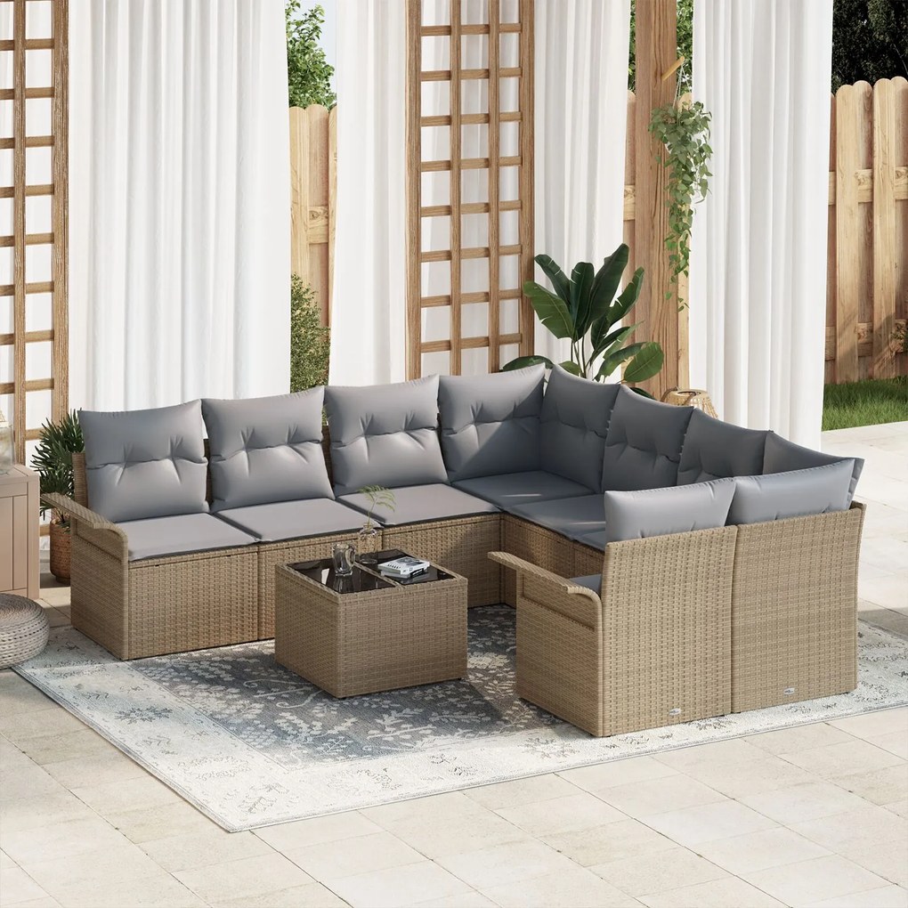 vidaXL Set de Sofa de Grădină cu Perne Bej Poliratan