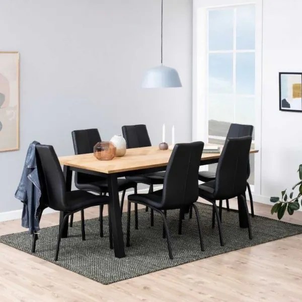 Masa dining dreptunghiulara fixa 180 cm stejar natur/negru Brighton