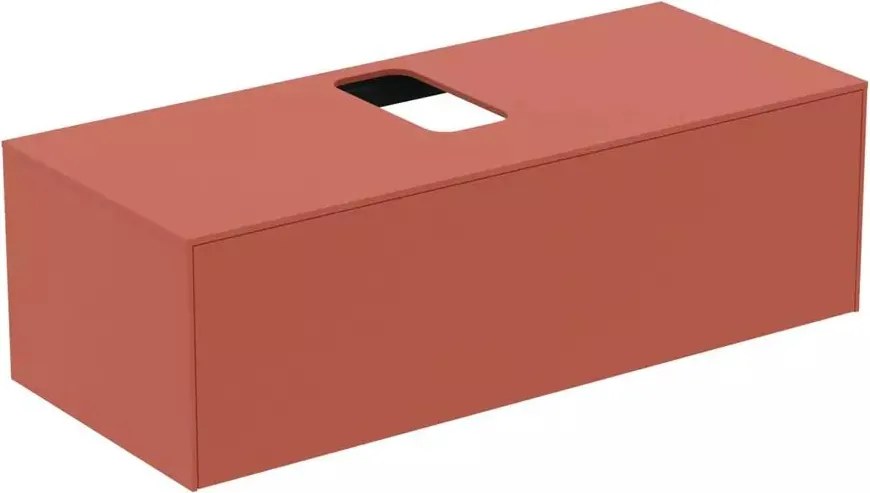 Dulap baza suspendat Ideal Standard Atelier Conca rosu - oranj mat 1 sertar si blat cu decupaj central 120 cm