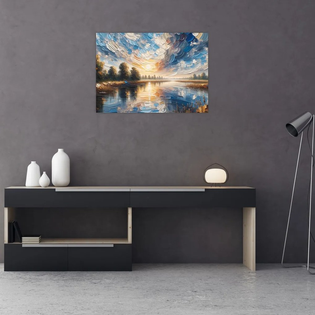 Tablou - Pictură cu soarele deasupra apei (70x50 cm)