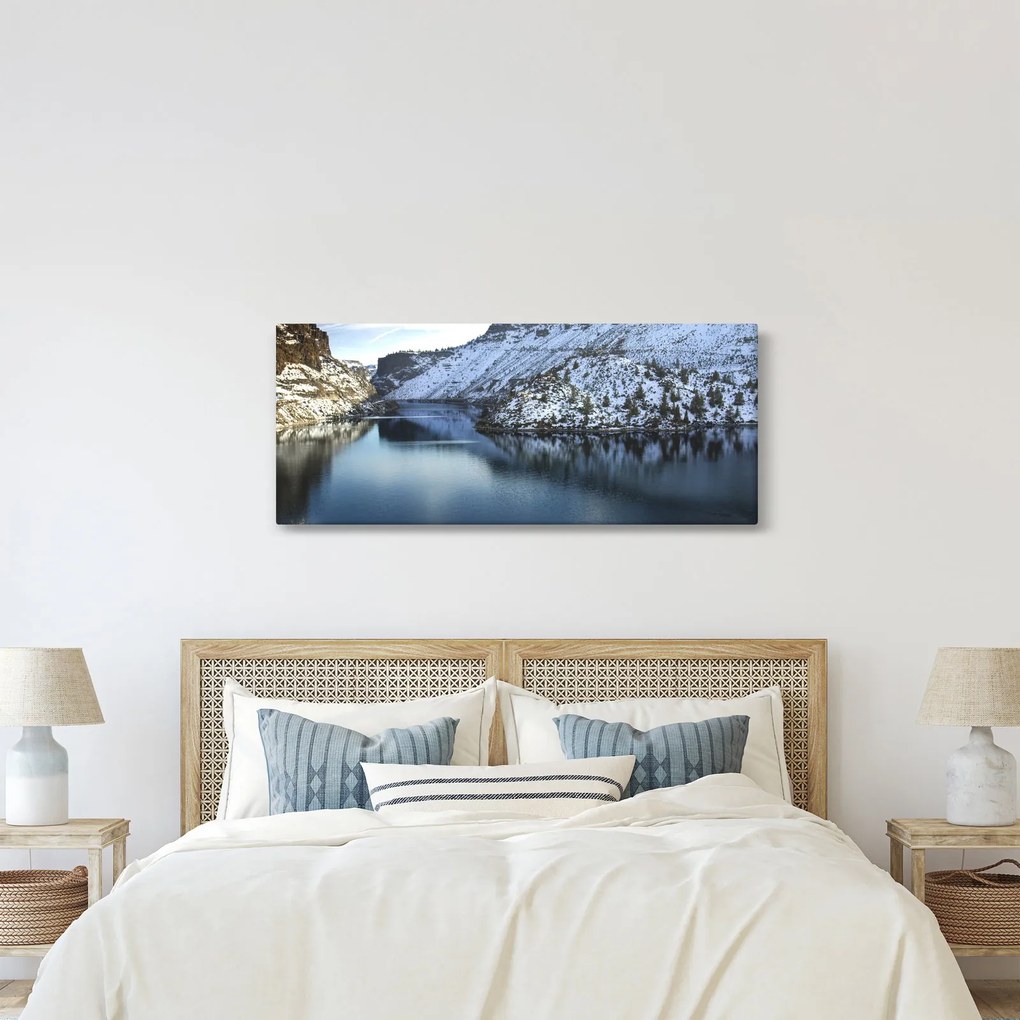 Tablou - peisaj de iarnă cu lac (120x50 cm)