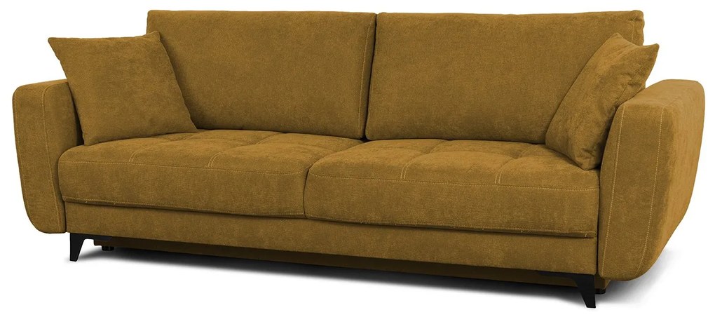 Canapea KARISA extensibila, 3 locuri, cu arcuri si lada depozitare, bronz, 246x111x93 cm