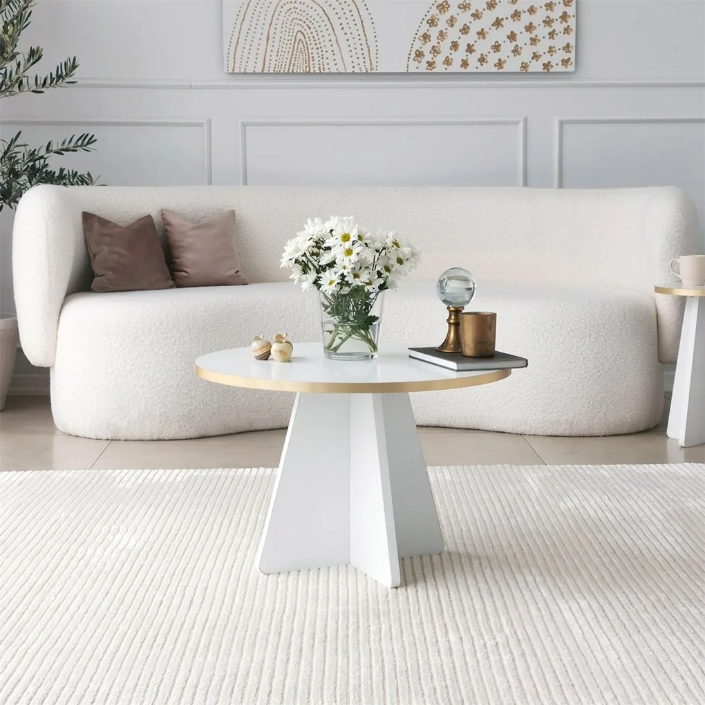 Măsuţă de cafea, Hanah Home, Culoare: Auriu
Alb