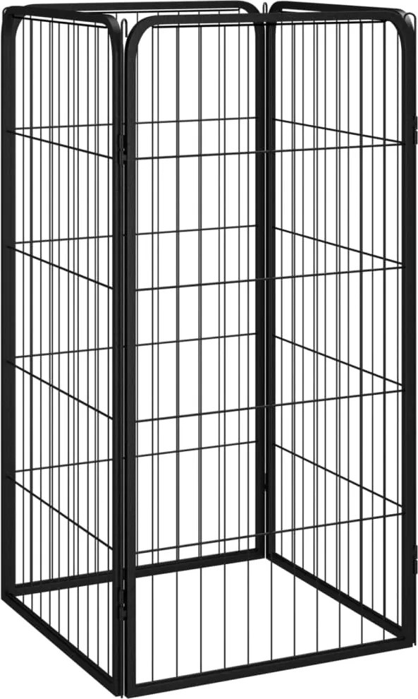 vidaXL Padoc pentru câini cu 4 panouri, negru, 50x100 cm, oțel