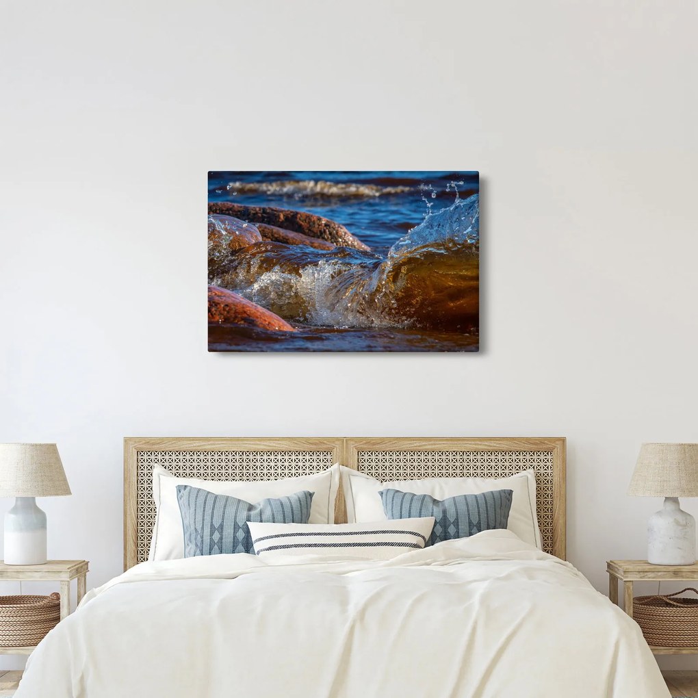 Tablou detailat - apa între pietre (90x60 cm)