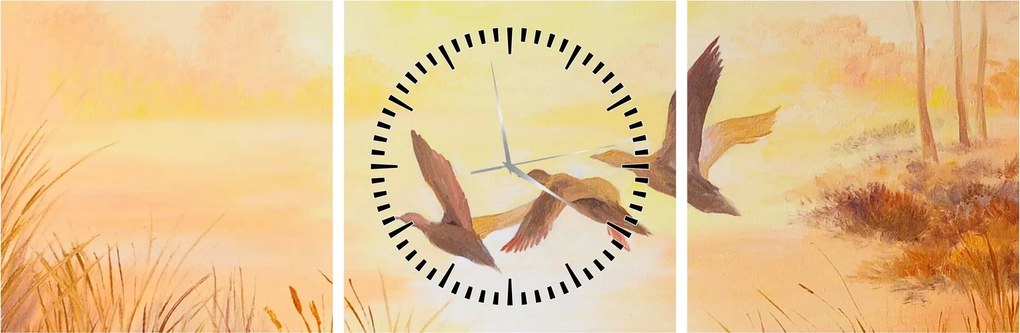 Tablou - Macarale la apus de soare (cu ceas) (90x30 cm)
