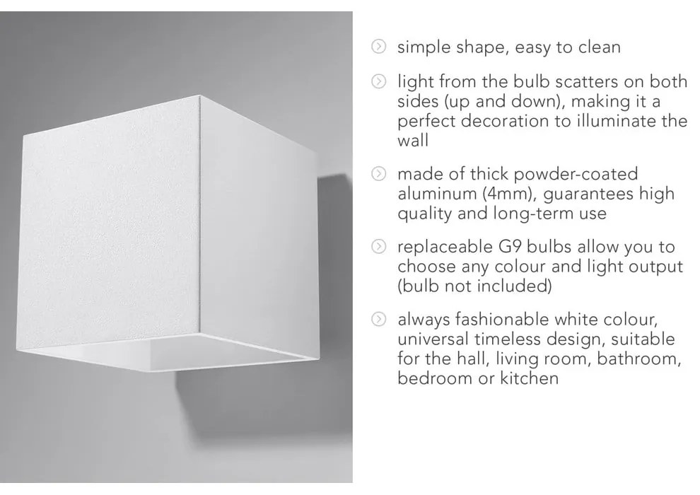 Aplică de perete albă Geo – Sollux