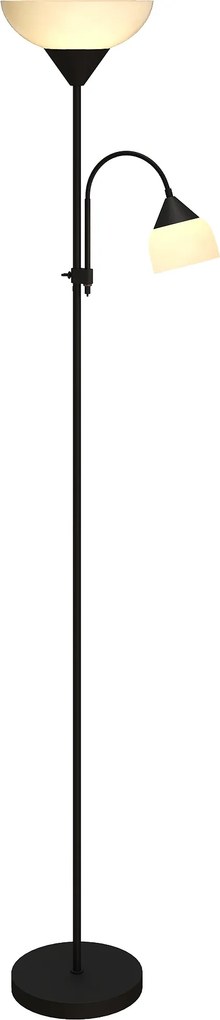 HOMCOM Uplighter, Lampă mamă-copil de podea, lampă înaltă cu 3 temperaturi de culoare și gât de lebădă flexibil, Negru | Aosom Romania