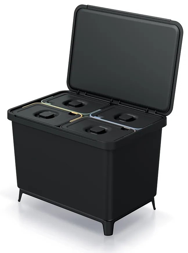Coș de gunoi, 4 x 10 l, negru