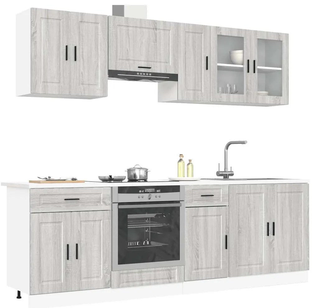 vidaXL Set de dulapuri de bucătărie 8 piese „Kalmar” lemn Sonoma gri