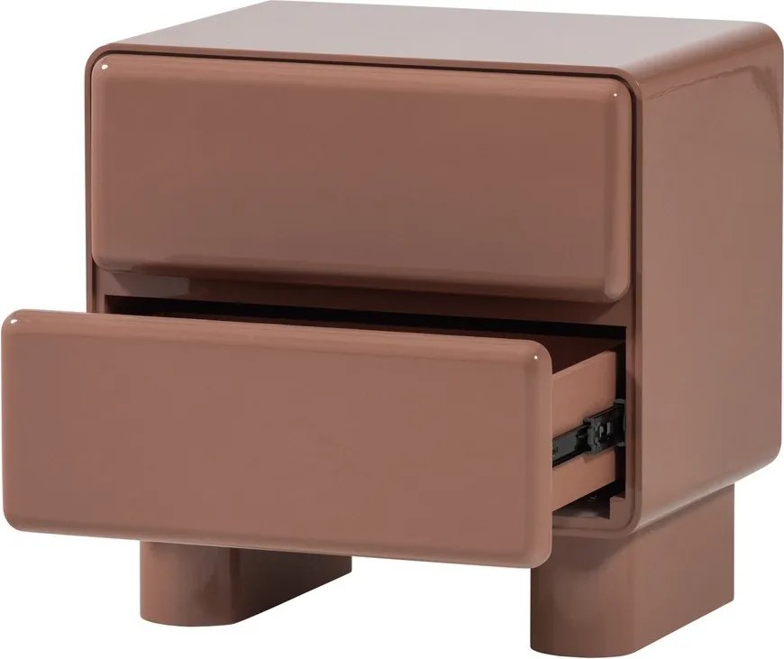 Noptieră roz cu aspect lucios Lustra – WOOOD