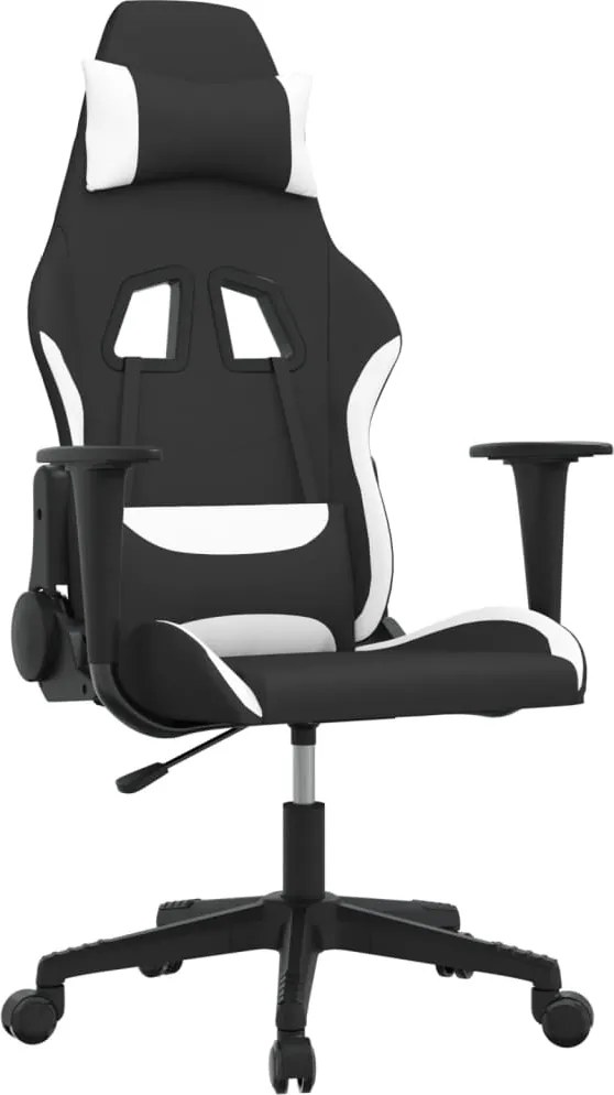 vidaXL Scaun de jocuri, negru și alb, textil