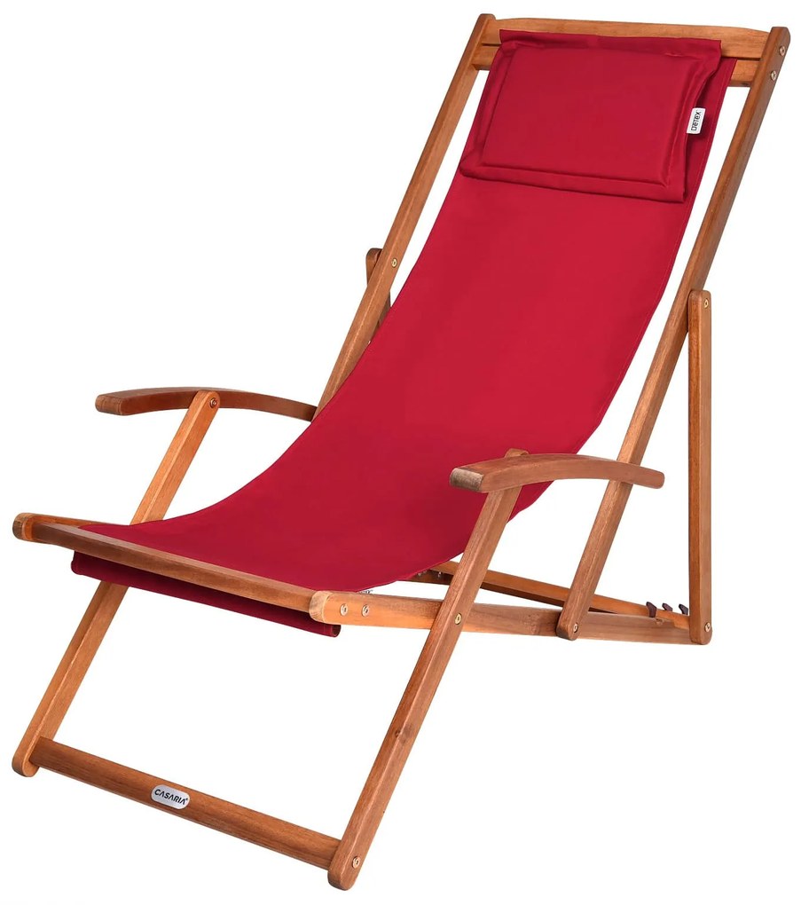 Șezlong de grădină SIENA, 65x87x102cm, roșu Casaria