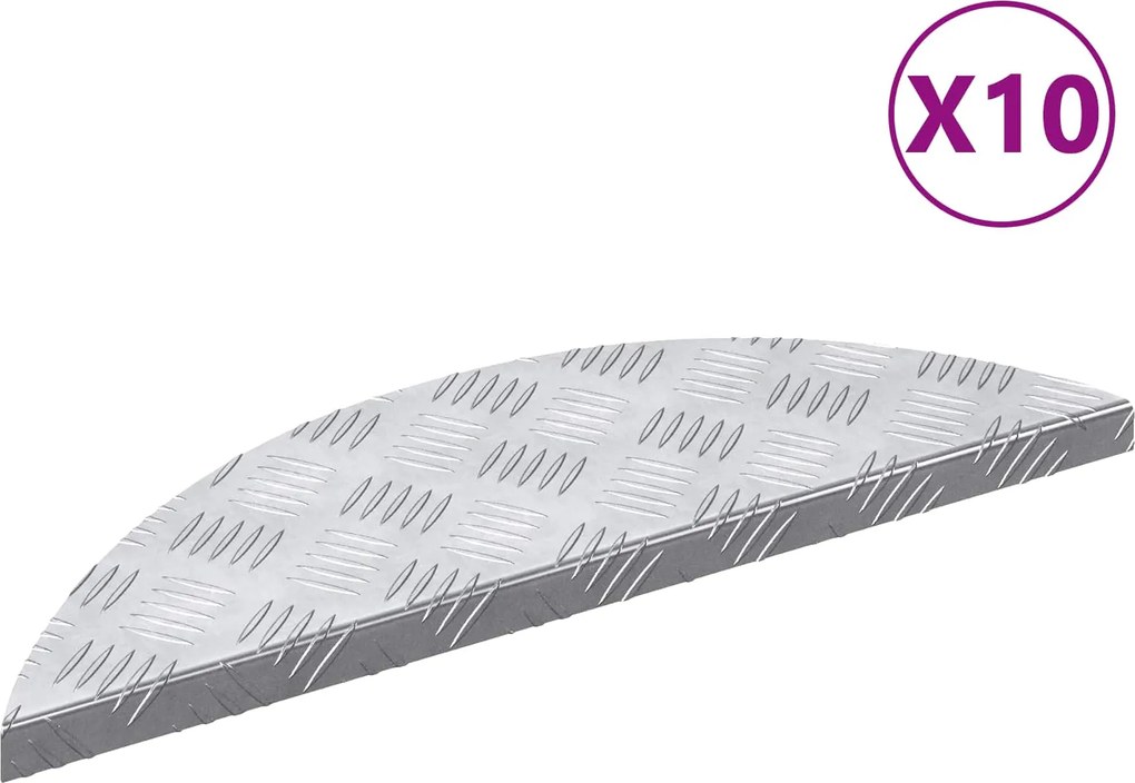 vidaXL Trepte Semilună 10 pcs Argintiu 60 x 18 x 2,5 cm Aluminiu