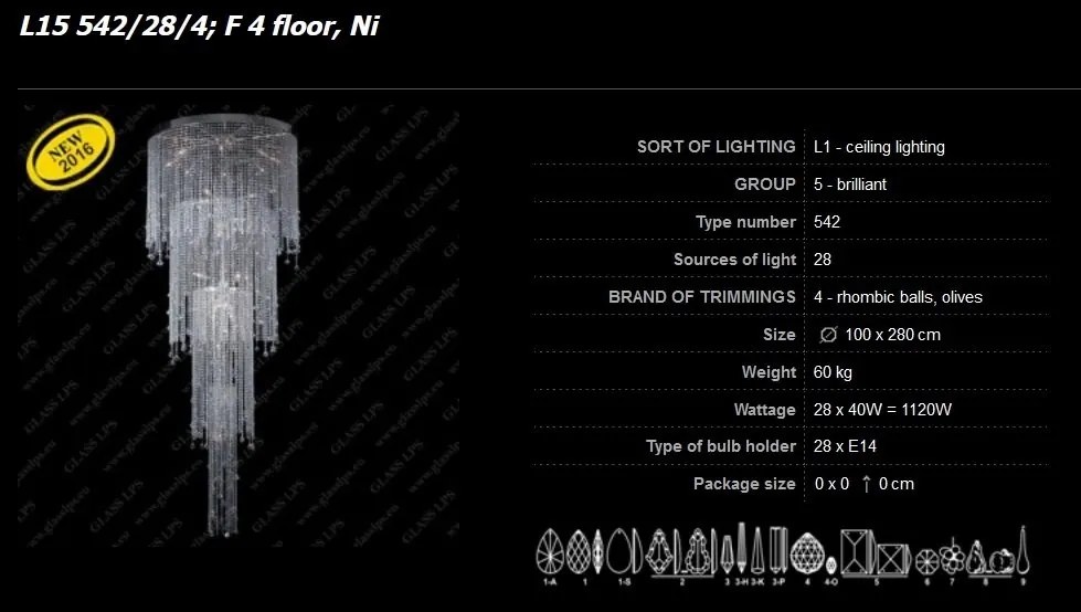 Lustra XXL Cristal Bohemia F 4 floor L15 542/28/4 F 4 floor