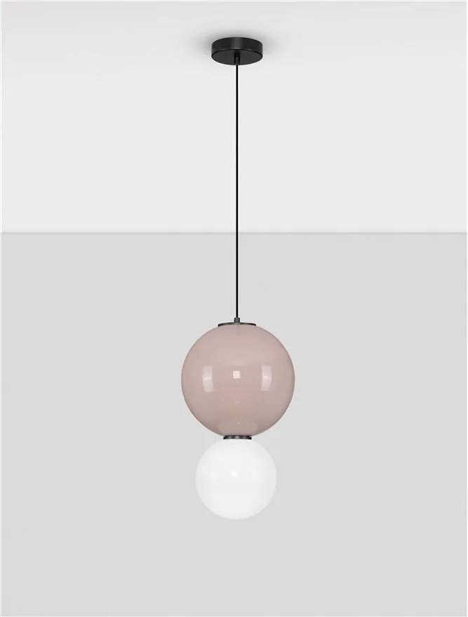 Pendul LED decorativ portelan mocha, sticla alb, NOESIS