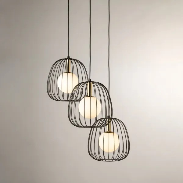 Lustră pe cablu BELL 3xG9/12W/230V negru/auriu