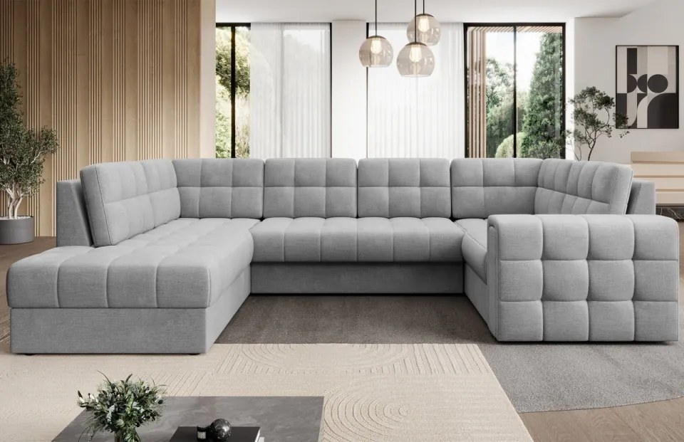 Coltar extensibil cu spatiu oentru depozitare, 299x198x82 cm, Blewett L, Eltap (Culoare: Alb / Royal 01)