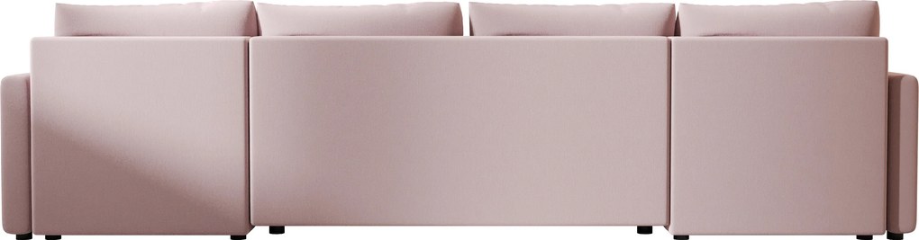 OFERTA Set canapea extensibila in forma de U VENORIA 285x146 cm, roz pudra + 2 pernute GRATUIT Calitatea II