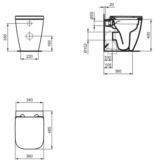 Capac WC Ideal Standard i.life S alb lucios