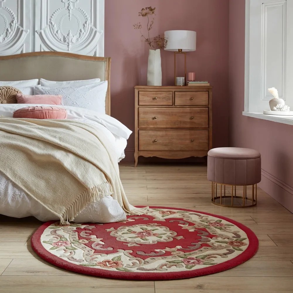 Covor din lână Flair Rugs Aubusson, ⌀ 120 cm, roșu