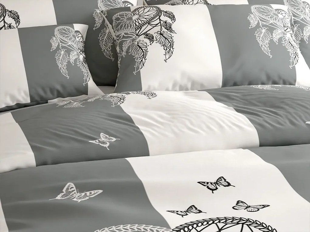 Lenjerie de pat creponata TIRSO POLY gri-alb Dimensiune lenjerie de pat: 70 x 90 cm | 140 x 200 cm