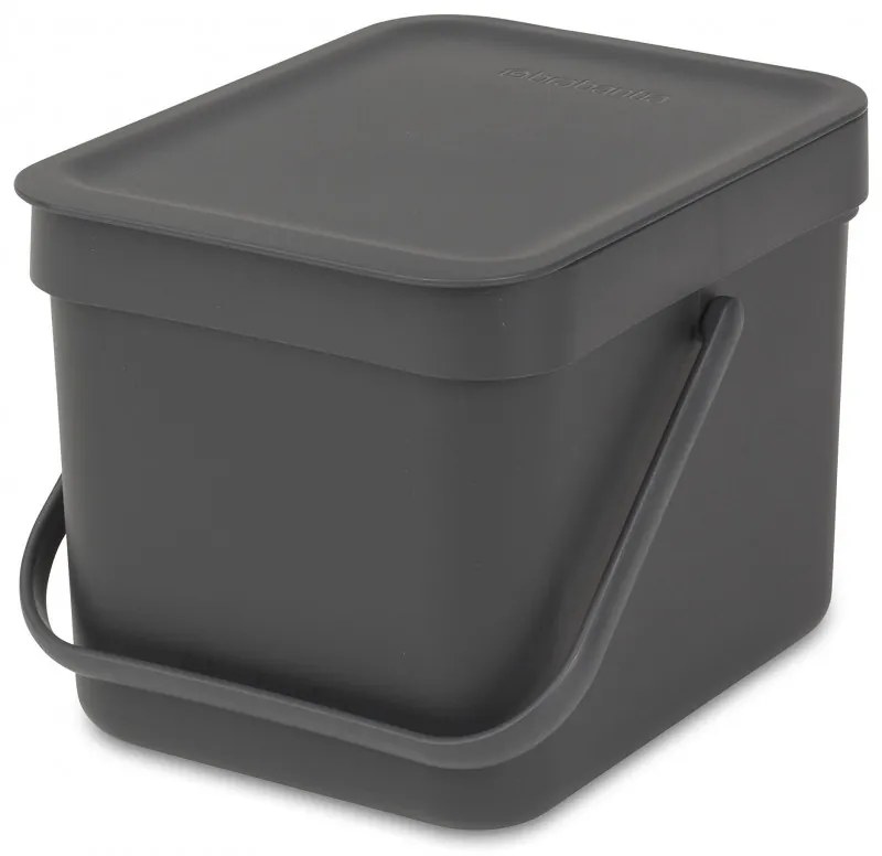 Cos de gunoi colectare selectiva Brabantia Sort&Go 648974, 6 l, Maner, Montabil pe perete, Gri inchis