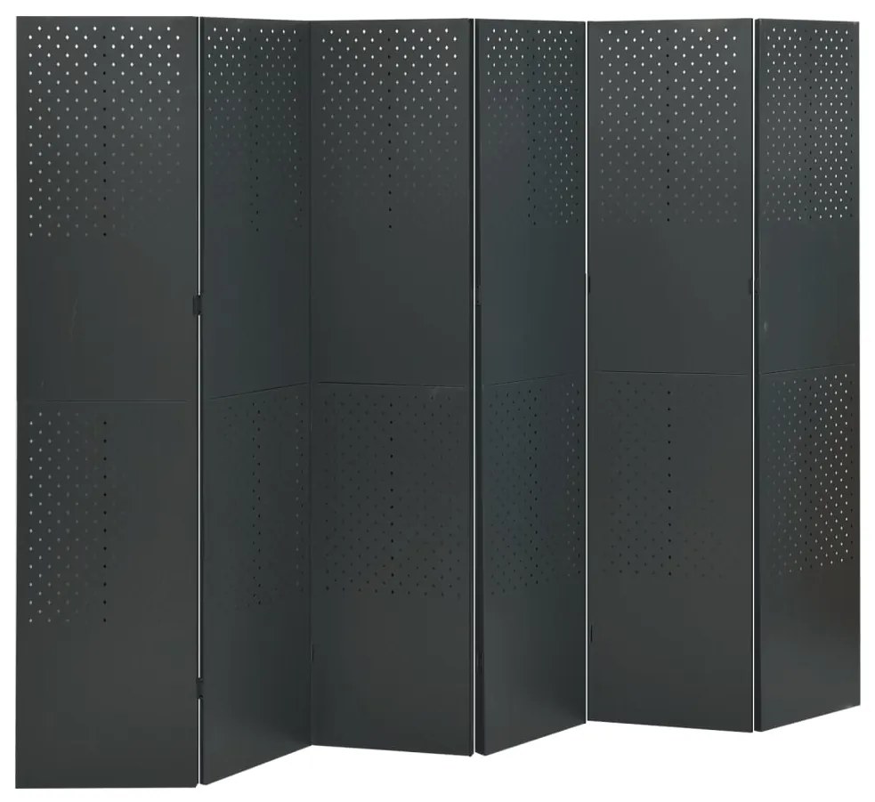 3095201 vidaXL Paravane de cameră cu 6 panouri,2 buc.,antracit,240x180 cm,oțel