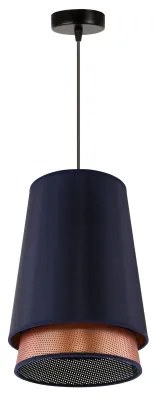 Lustră pe cablu BELL Duolla SHINY 1xE27/15W/230V d. 25 cm albastru/cupru