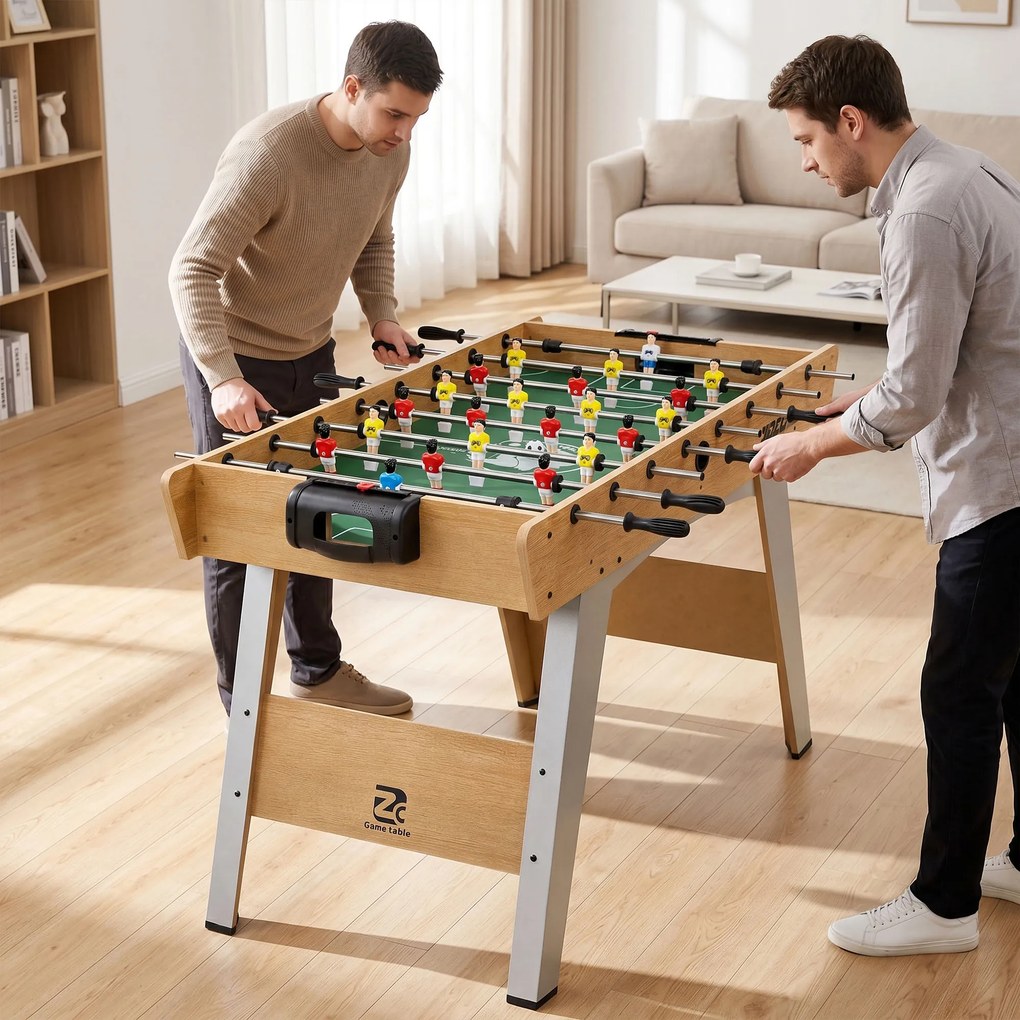 SPORTNOW Fotbal de Masă, Masa 121 Cm, 22 Jucători, Contoare Manuale, Lemn Natural | Aosom Romania