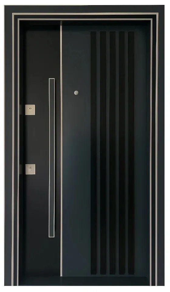 Usa metalica de exterior cu izolatie si vizor Novo Doors NDS1000S, Din compozit, 2 yale, Kit complet, Pentru case, (Geam: Sticla securizata, Sens