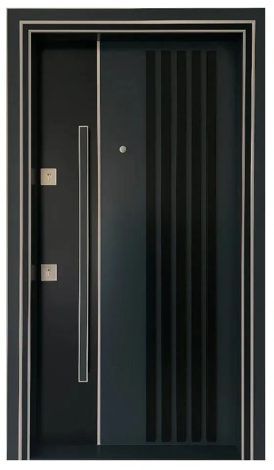 Usa metalica de exterior cu izolatie si vizor Novo Doors NDS1000S, Din compozit, 2 yale, Kit complet, Pentru case, (Geam: Sticla securizata, Sens