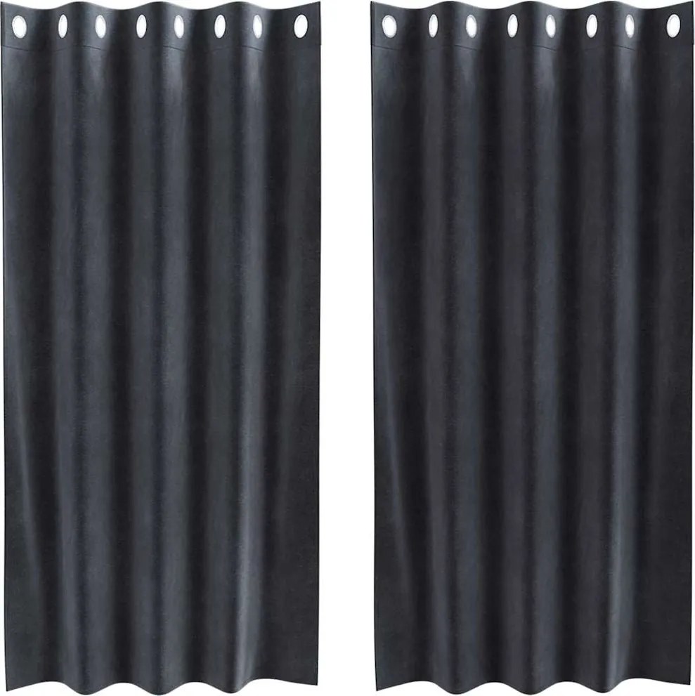 vidaXL Perdele opace 2 pcs Gri închis 140 x 175 cm Catifea