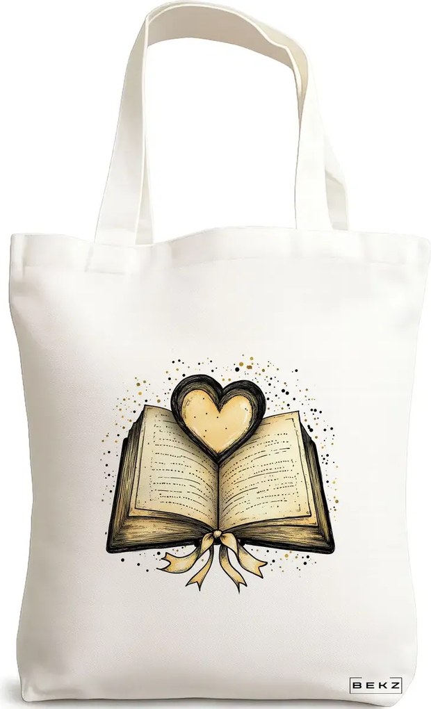 Sacosa de Panza pentru Cumparaturi, Geanta Tote, model Books 24 38 x 34.5 cm, Alba, BEKZ®