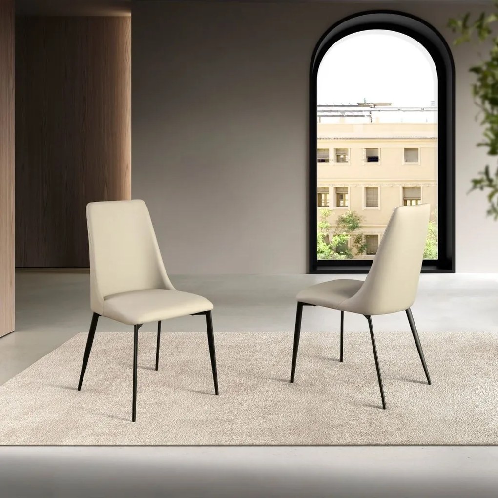 Scaun design LUX, Metal, Piele Sintetica, Sand