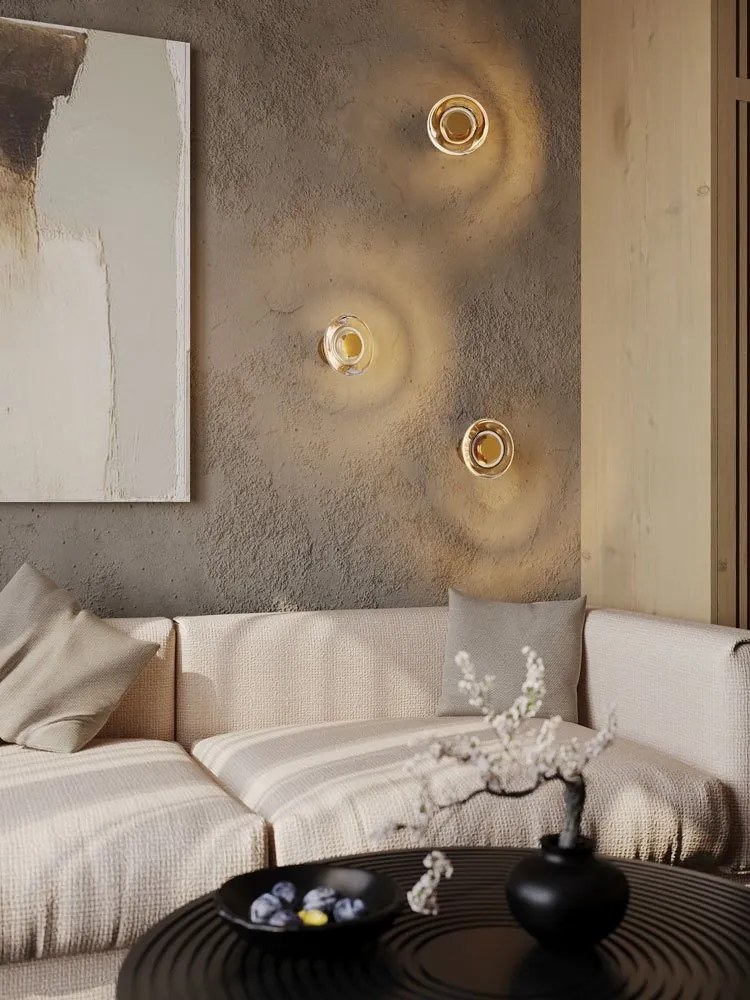 Aplica de perete LED metal auriu, sticla Lunaris