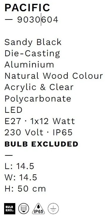 Stalp iluminat exterior decorativ IP65 PACIFIC H-50cm