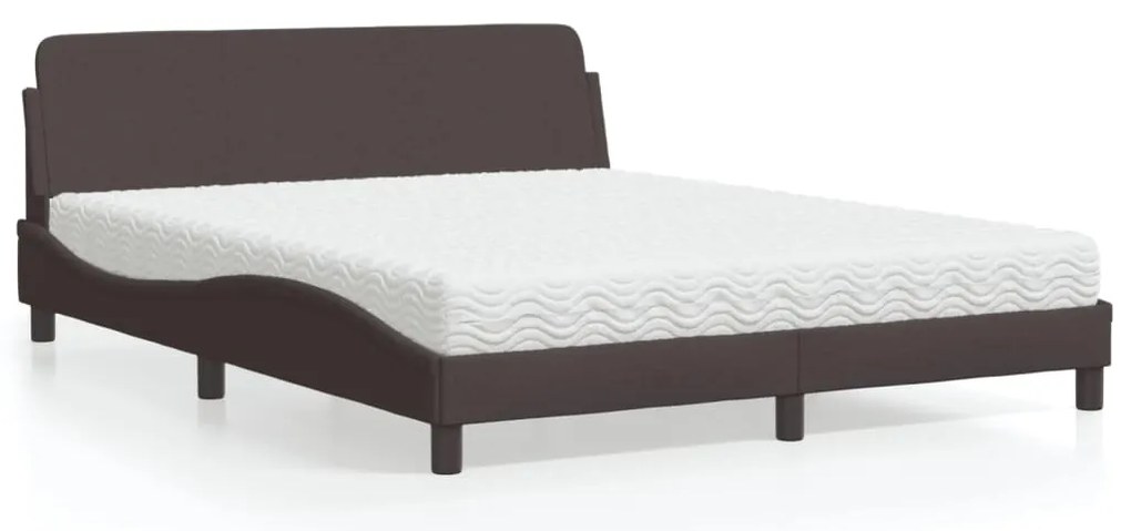 vidaXL Pat cu saltea, maro închis, 160x200 cm, textil