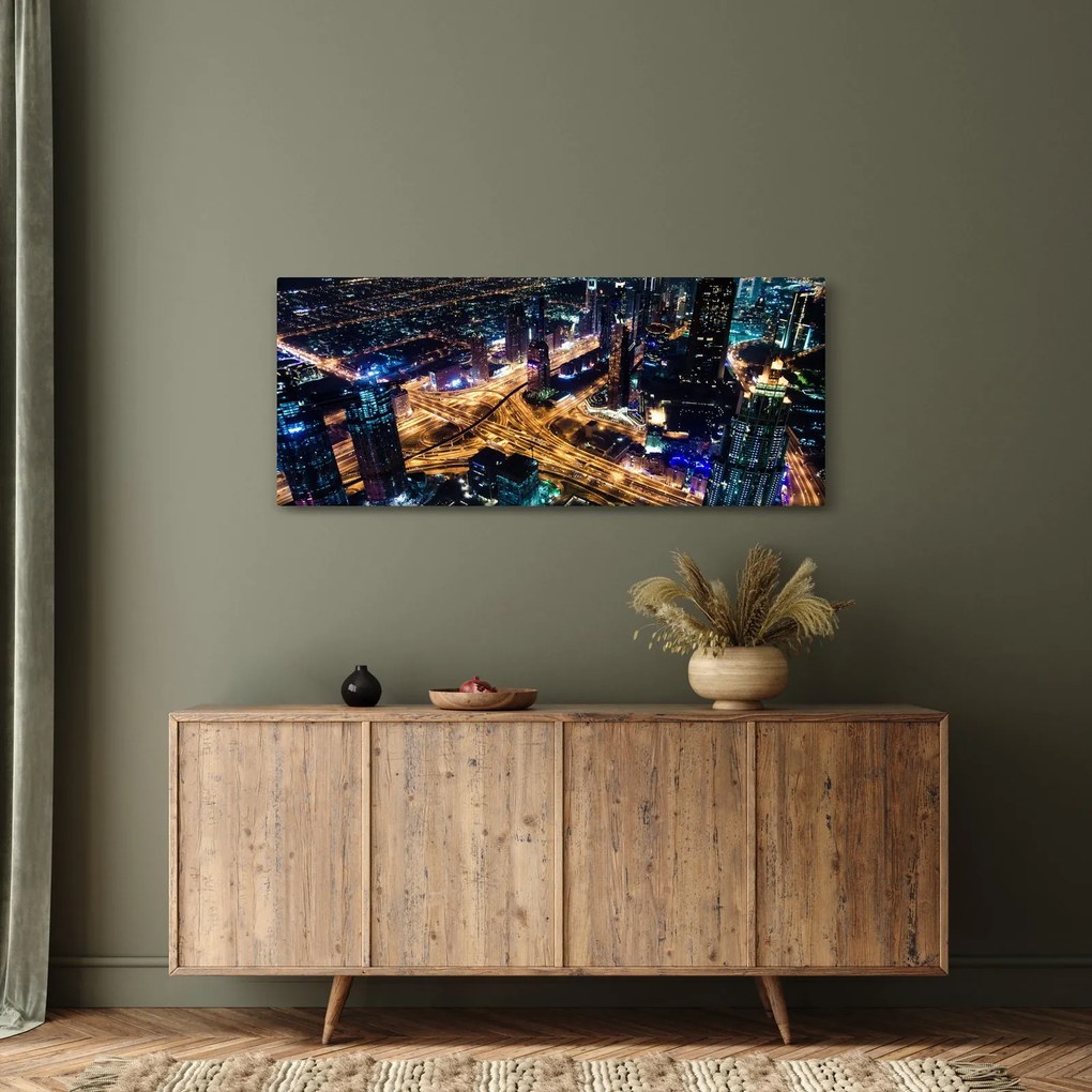 Tablou cu oraș nocturn (120x50 cm)